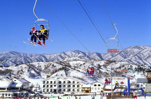 Ski lift with mountain view alpensia korea