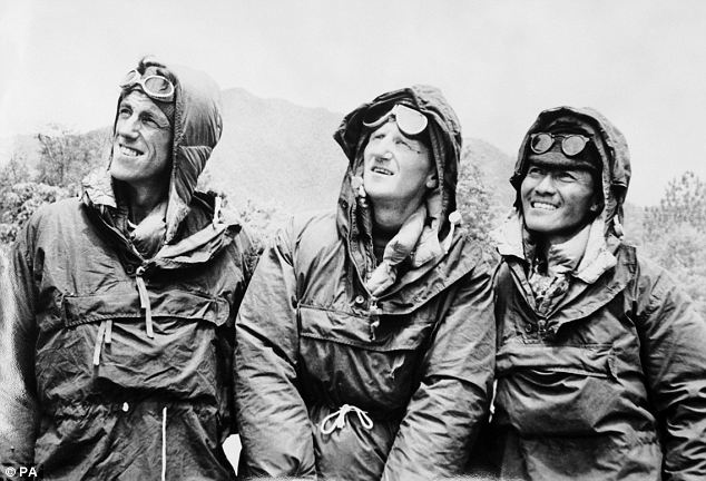 Legendary: The first conquerors of Everest, Edmund Hillary (left) and Sherpa Tenzing Norgay (right), with expedition leader Colonel John Hunt (centre) in Katmandu, Nepal, after descending from the peak