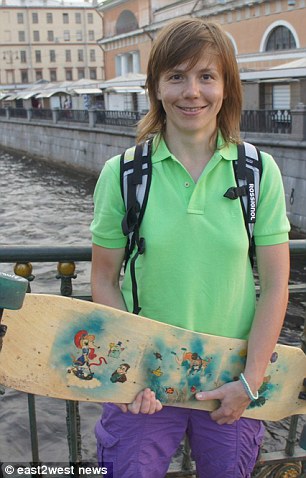 Here, she is pictured with a skateboard