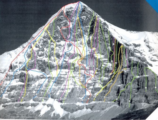 Северная стена Эйгера (Айгера). Маршруты. (Альпинизм, альпы, ули штек)
