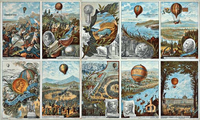 Первые полеты на воздушном шаре. Рисунки французских художников. Источник: Wikimedia.org